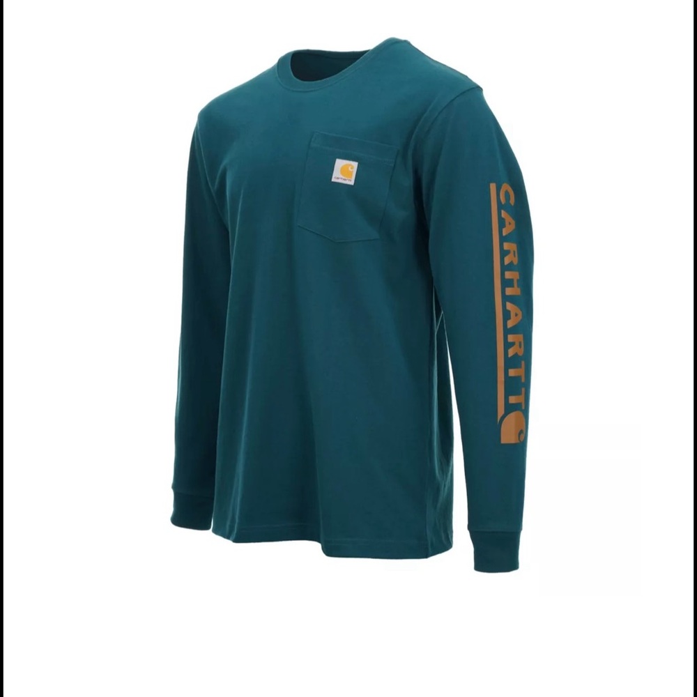 Carhartt Men's Loose Fit Heavyweight Crew Neck Long-Sleeve Logo Graphic T-Shirt